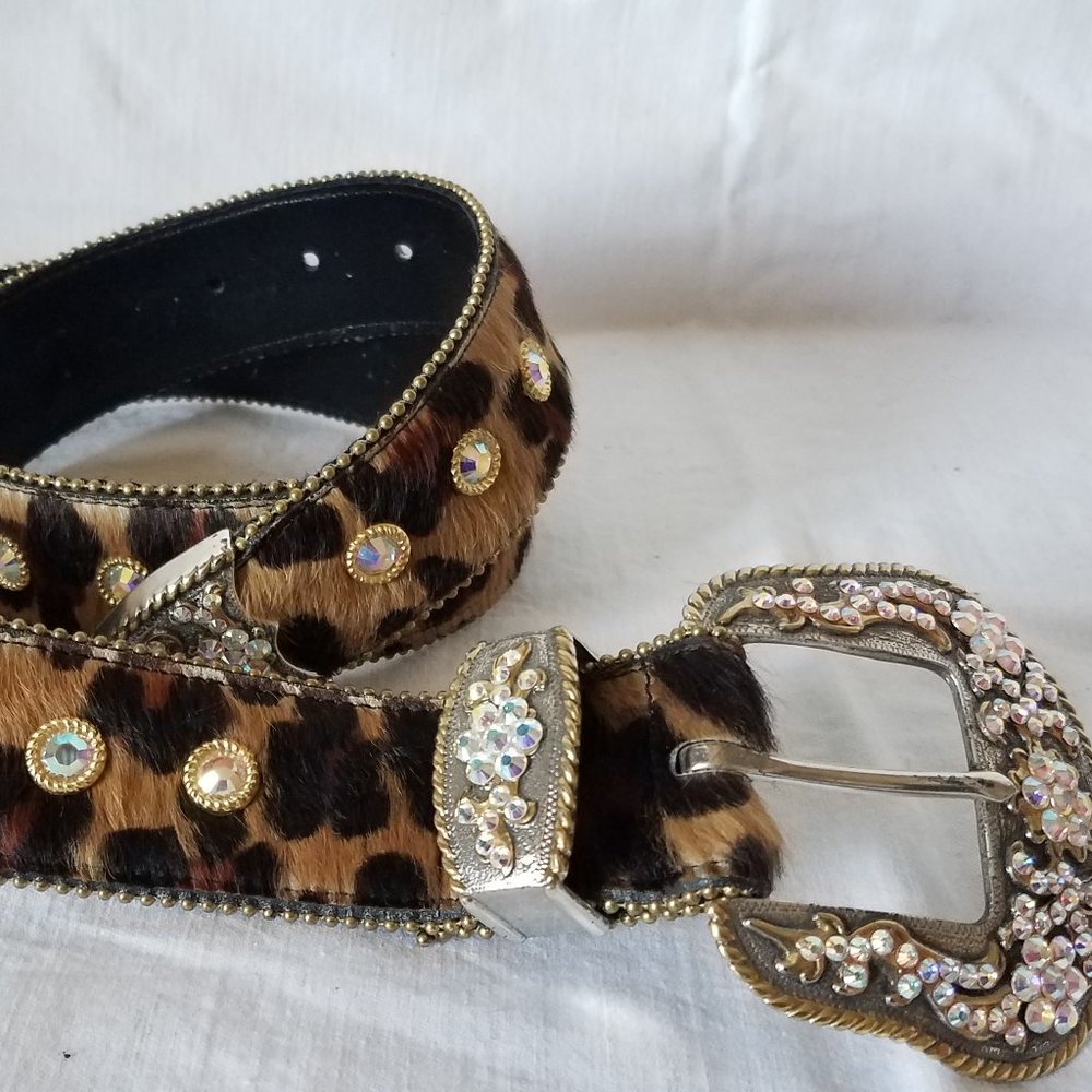 Lyz Charter Leather Crystal Vintage Western Belt
